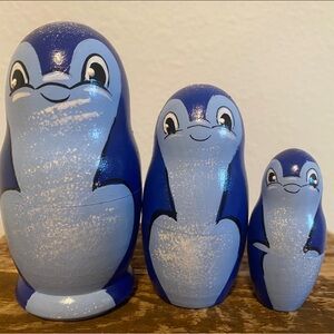 Blue Penguin Nesting Dolls 3 pieces